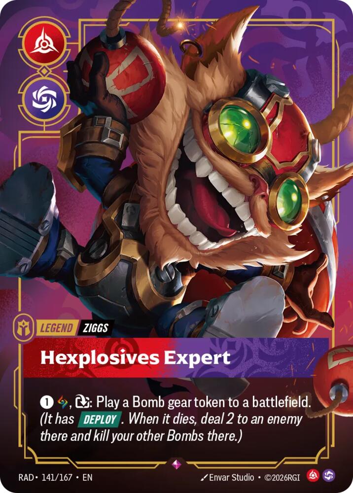 Riftbound TCG Ziggs, Hexplosives Expert Foil Rare Radiance 141/167 NM