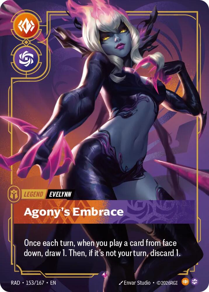 Riftbound TCG Evelynn, Agony's Embrace Foil Rare Radiance 153/167 NM