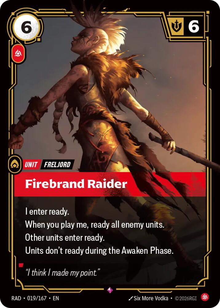 Riftbound TCG Firebrand Raider Foil Rare Radiance 019/167 NM