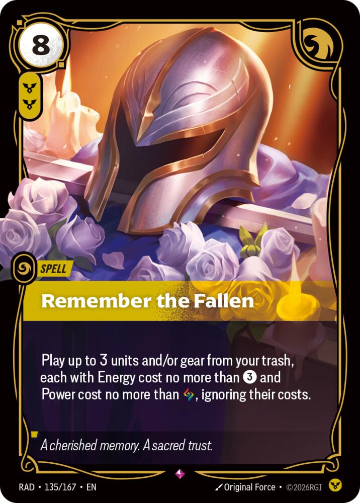Riftbound TCG Remember the Fallen Foil Rare Radiance 135/167 NM